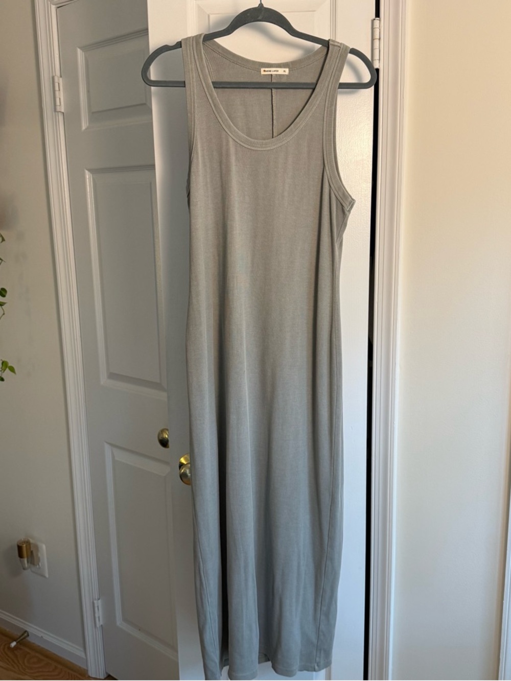 Marine Layer Lexi Rib Sun-In Dress Sage Green Midi Summer - Size XL Cotton Modal - Picture 3 of 10